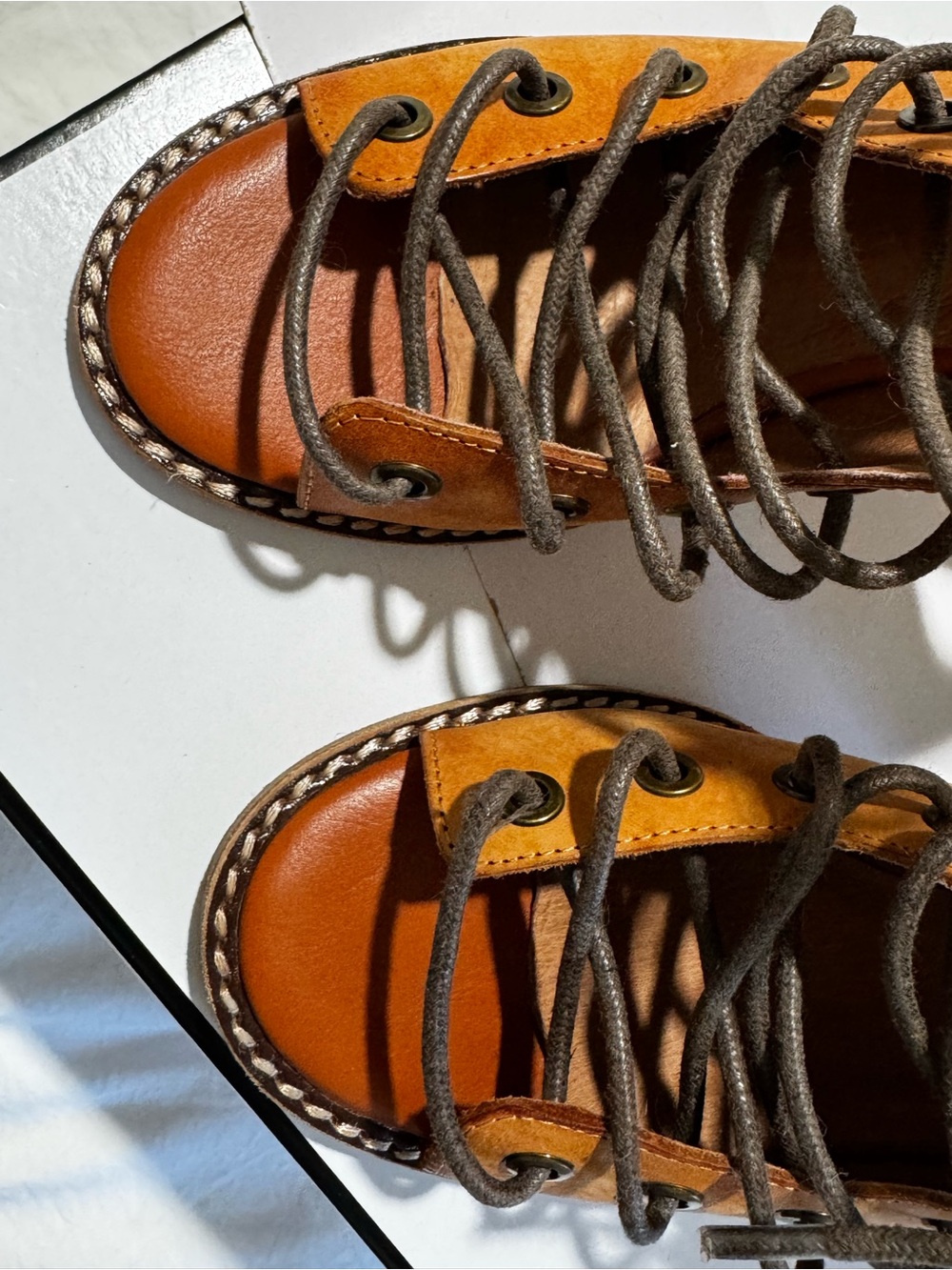 Jeffrey Campbell x Free People Lace-Up Open-Toe Leather Heels in Tan - Picture 4 of 16